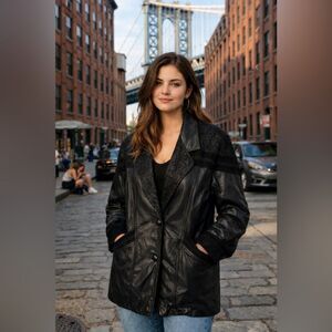 🎀 VINTAGE 🎀 80s Jacqueline Ferrar Chic Black Leather & Suede Jacket Size Medium